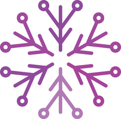 Purple snowflake icon, perfect for winter-themed designs, weather apps.