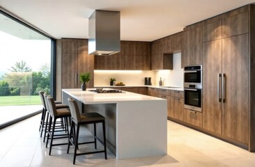 Fototapeta premium A modern kitchen with an emphasis on minimalist elegance