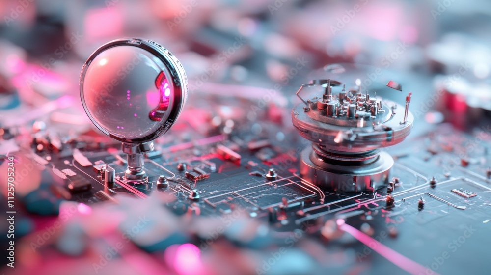 Poster innovative technology insights futuristic lab digital art high-tech environment close-up view cyberp