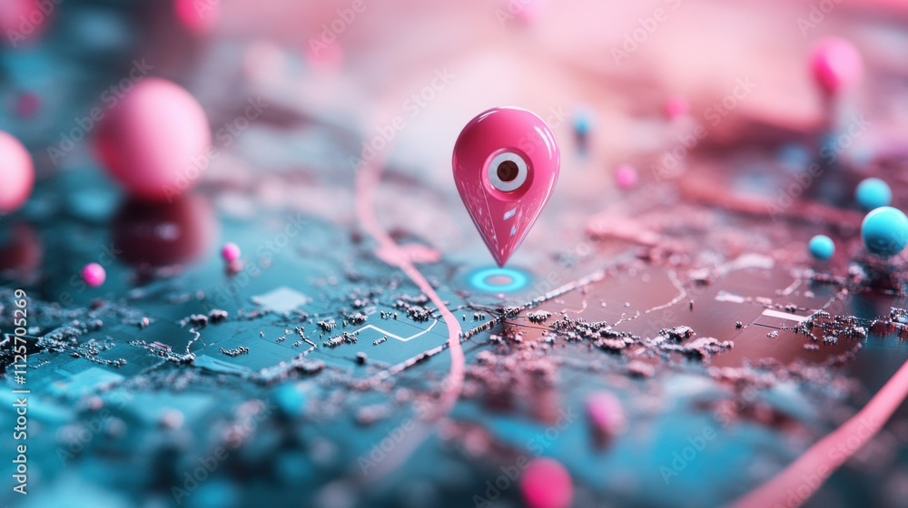 Poster digital map navigation tools enhancing urban exploration cityscape infographic tech environment aeri