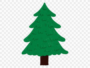 Hand drawn Christmas tree in chalk style with childlike lines on transparent background, perfect for festive designs. vector