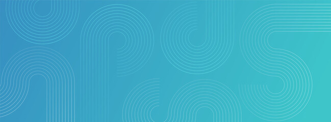 Dynamic Abstract white glowing geometric circle on blue light overlay background with line