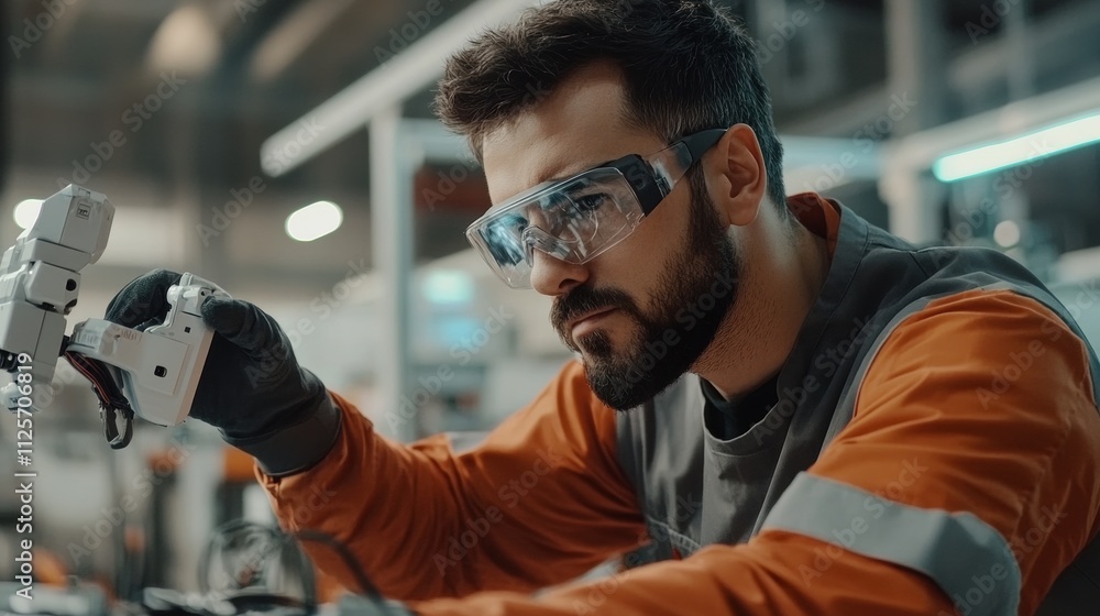 Aufkleber robotic arm operation industrial facility action scene high-tech environment close-up view innovatio
