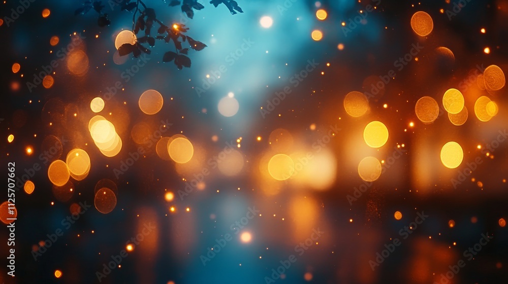 Poster beautiful bokeh effect with warm and cool lights in the background