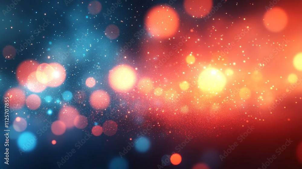 Poster colorful abstract background with glowing bokeh and sparkles