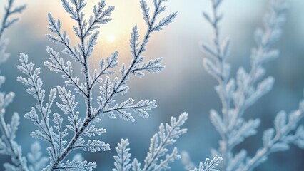 Stunning Frost-Covered Branches, Delicate Winter Wonderland