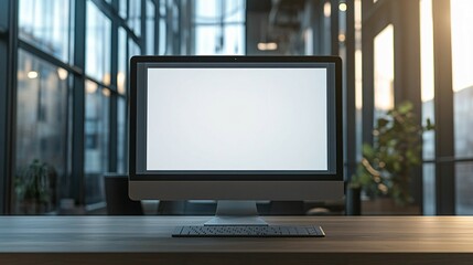 Fototapeta premium Modern Desktop Computer Setup With Blank Screen