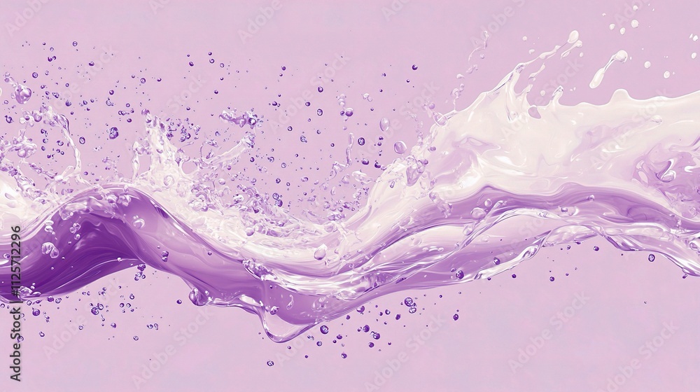 Poster purple liquid wave with splashes and smooth flowing shape