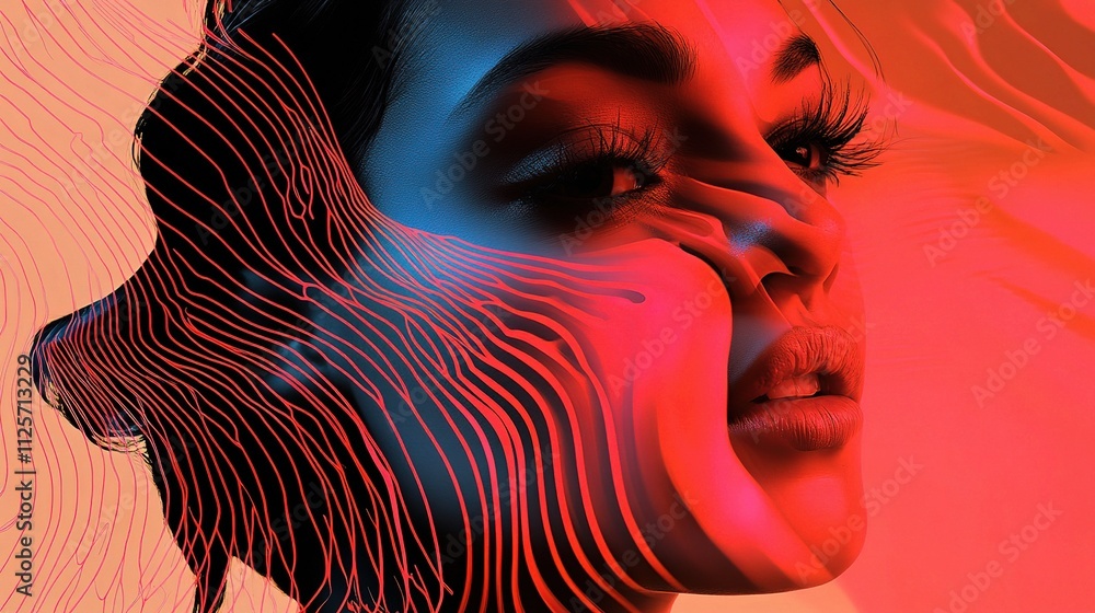 Poster abstract representation of future with dynamic color patterns