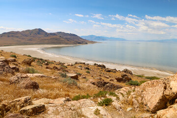 A view of the Great Salt Lake from Antelope Island Utah