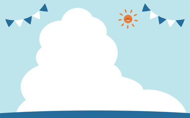 夏 海のフレーム 背景素材　横長