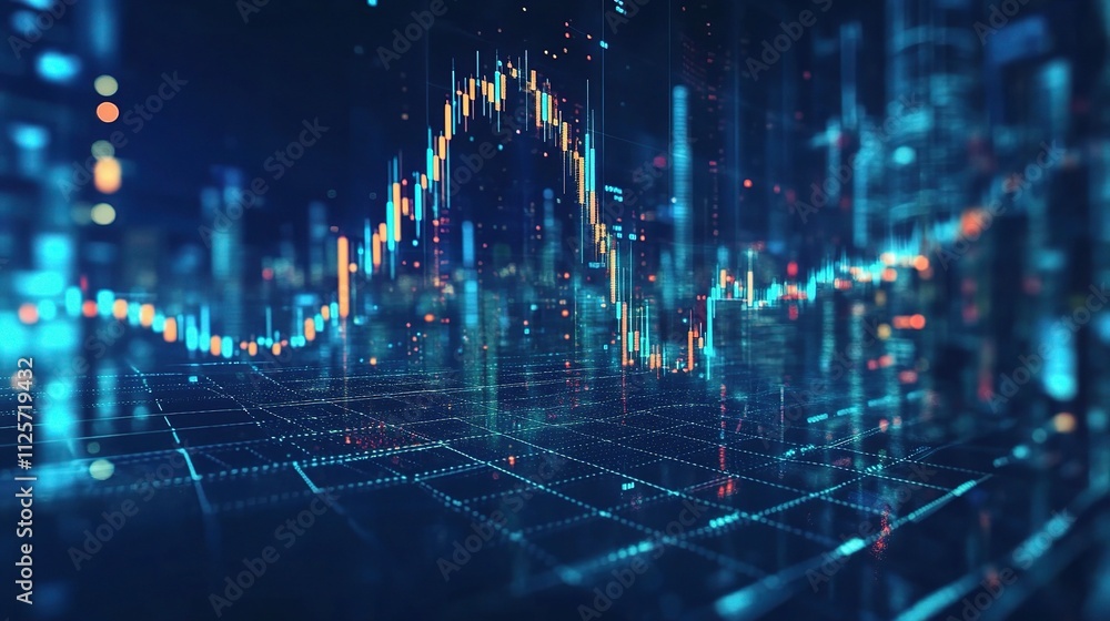 Aufkleber dynamic business growth visualization with technology elements