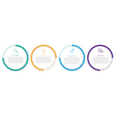 Business info template. 4 Steps timeline journey. Process diagram, 4 options on white background.