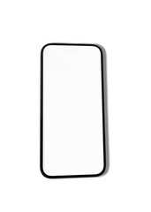 Mock-up phone with white blank screen on the white table