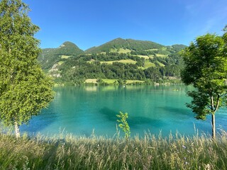 Lake Lungern or Natural reservoir Lungerersee - Canton of Obwald, Switzerland (Naturstausee Lungernsee oder Lungerensee - Kanton Obwald, Schweiz)