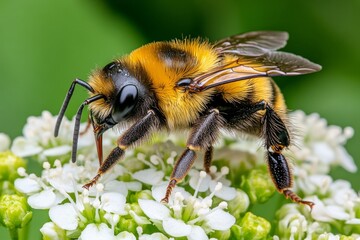 A close-up of a bee pollinating a flower, highlighting the importance of biodiversity in eco-systems