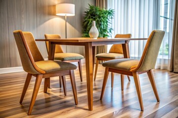 Side View Table and Chair Set: Modern Dining Room Furniture Photography