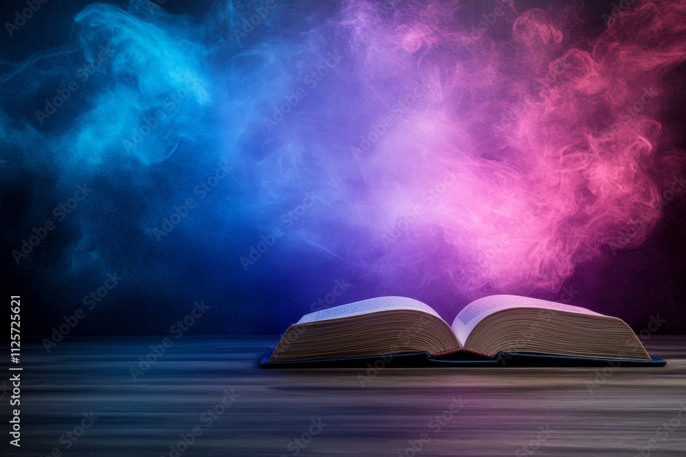Poster a dreamy watercolor illustration of a glowing manuscript floating above an editor desk surrounded by