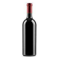 Front view red wine blank bottle isolated