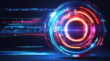 Obraz premium Abstract Digital Speed Concept with Neon Lights and Motion Effects