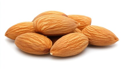 Almonds in their natural state showcasing typical products of almond cultivation and processing in a visually appealing composition.