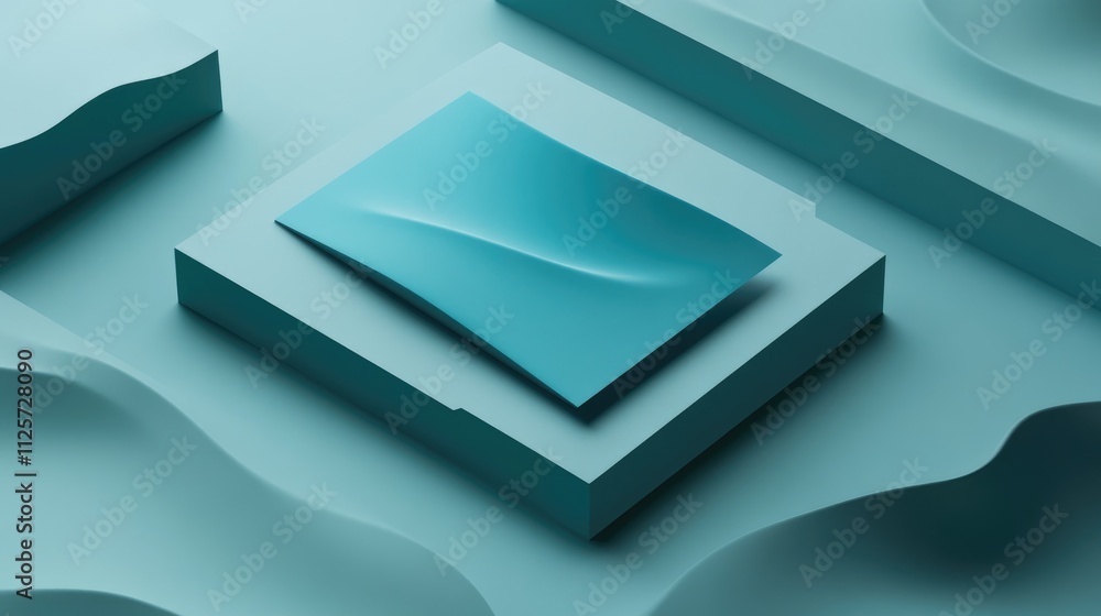 Poster minimalist business card design showcasing abstract teal layers and smooth textures for branding and