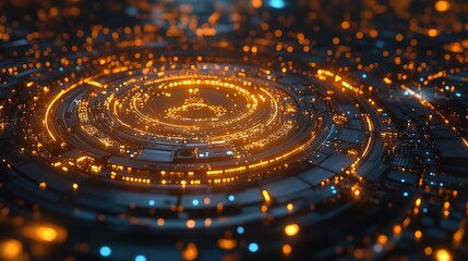 Glowing Digital Design with Light Patterns and Abstract Elements