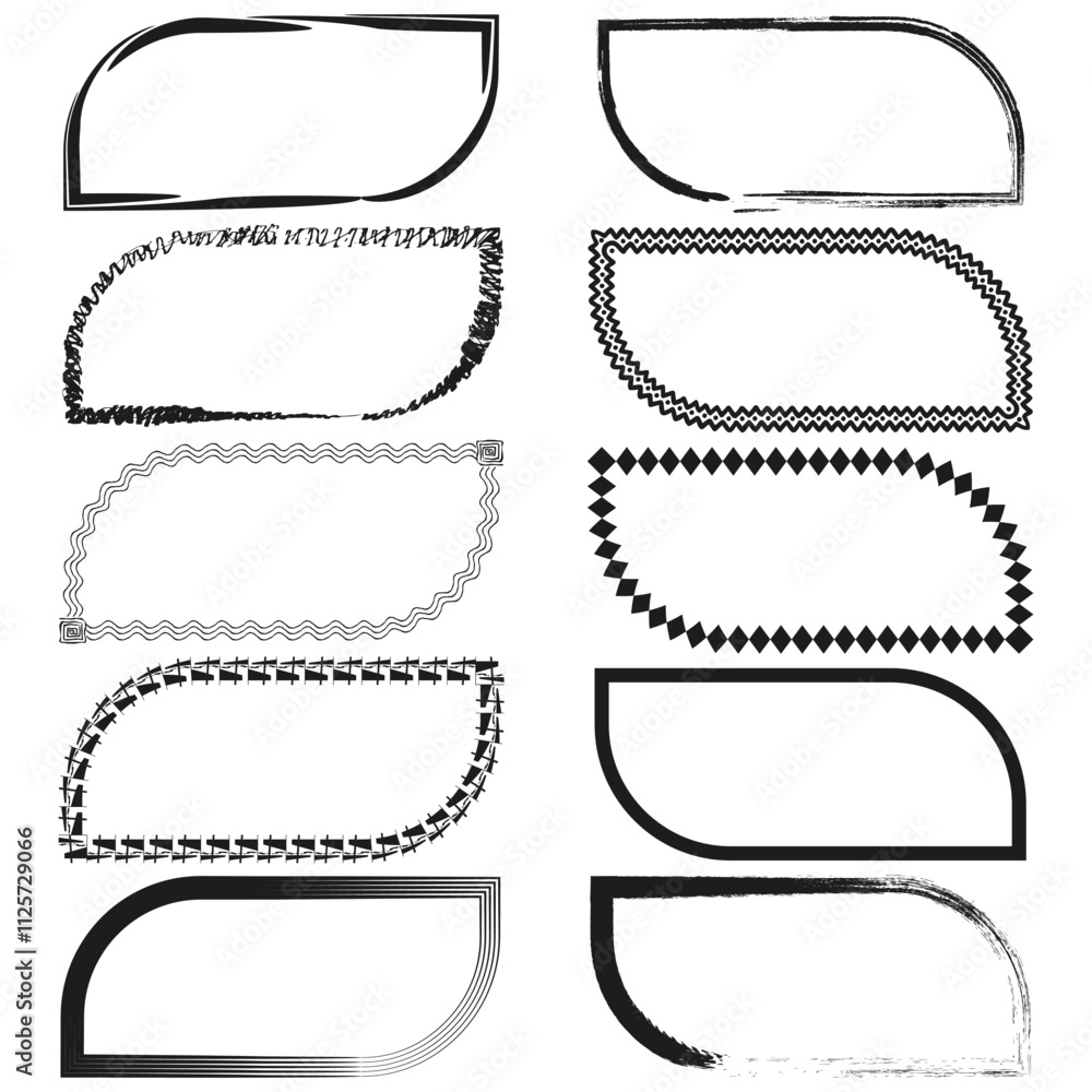Poster decorative frame set. ornamental border vector. abstract shape collection. elegant black outlines.