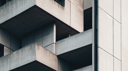 Obraz premium brutalist architectural details showcasing geometric forms and minimalist design in a concrete building structure