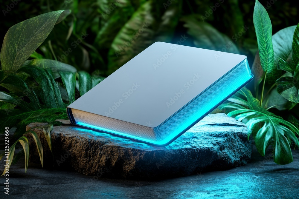 Poster a magical depiction of an ebook reader displaying glowing, animated book pages surrounded by a magic