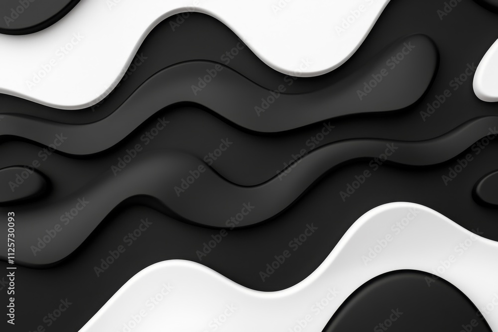 Poster A minimalist depiction of dynamic swooshes and curves in bold monochrome lines, representing fluid motion