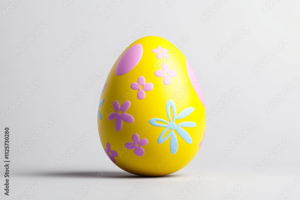 Aufkleber a minimalist flat design of a single pastel-colored easter egg with simple patterns, set against a w