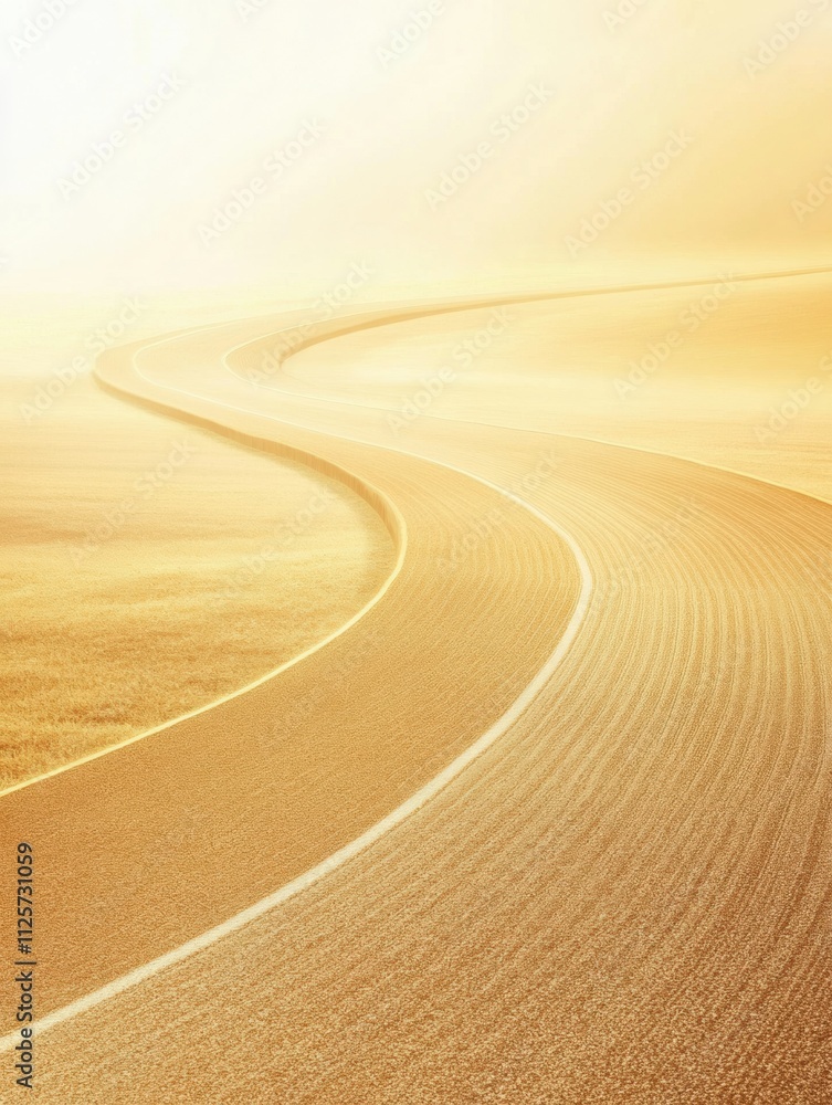 Fototapete a curved running track guides the eye into the distance, surrounded by an expansive open area bathed