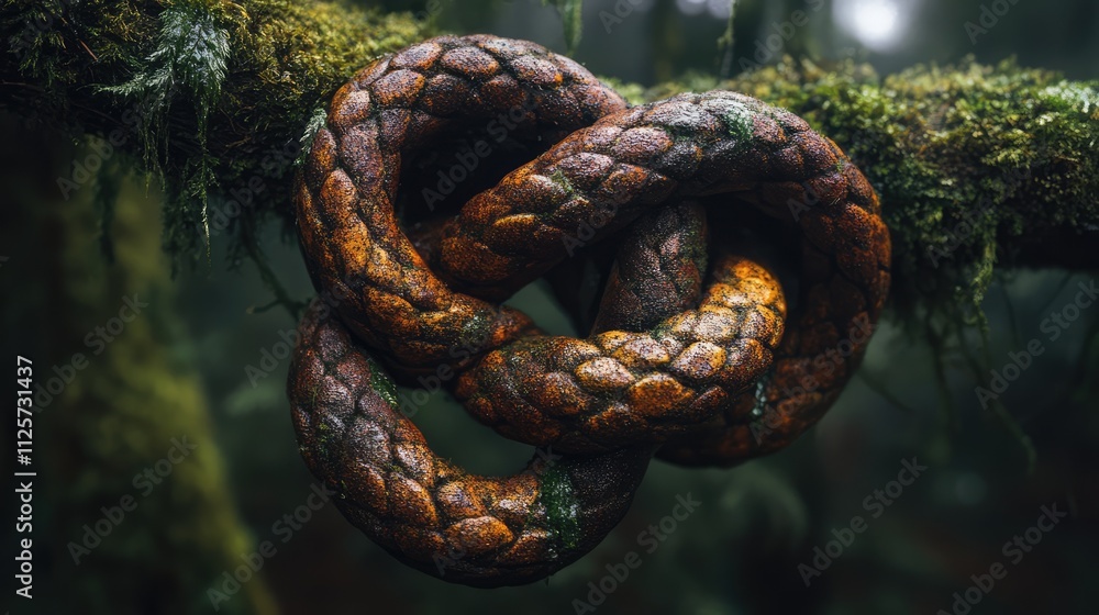 Aufkleber intricate close-up of a textured tree knot with vibrant colors set in a lush forest environment