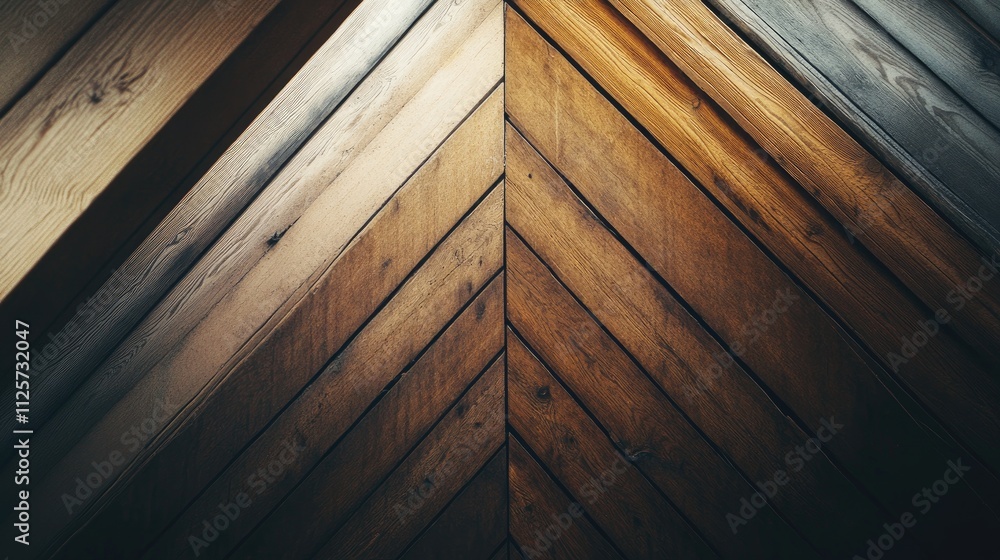 Poster wooden chevron pattern on a diagonal angle showcasing rich textures and warm tones suitable for back