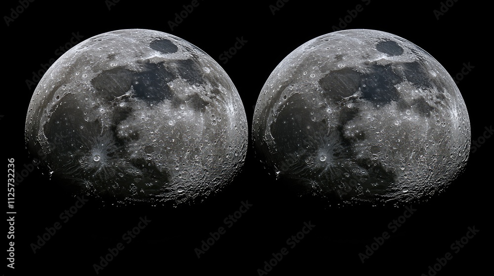 Poster detailed view of the moon's surface capturing craters and features against a black background emphas