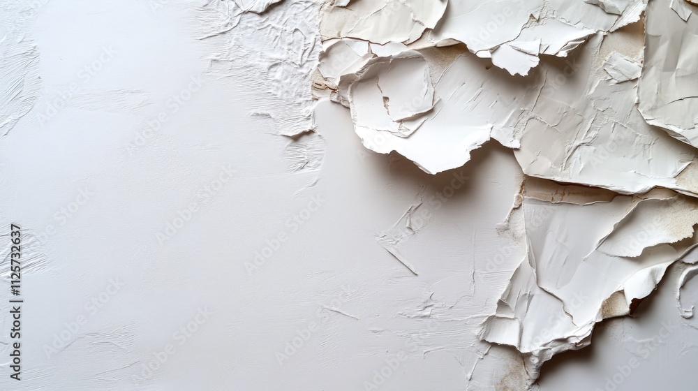 Poster closeup of textured recycled paper with abstract patterns on a clean white background for sustainabl