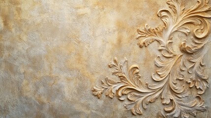 Elegant decorative Venetian stucco texture with intricate floral patterns suitable for luxurious background or interior design projects