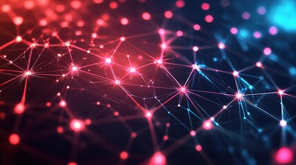 Obraz premium Neon Glow Digital Grid with Light Effects on Dark Background