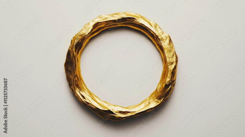 Poster antique golden frame with textured edges displayed on a minimalistic white background for elegant de