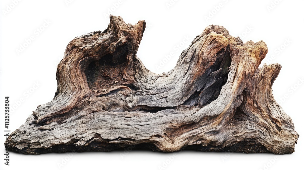 Aufkleber weathered wooden tree stump isolated on white background showcasing natural textures and intricate p