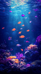 Naklejka premium vibrant coral reef teeming with colorful fish and marine life