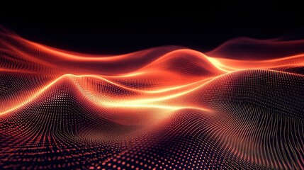 Obraz premium Abstract Glowing Lights Flowing Through Digital Waves and Patterns