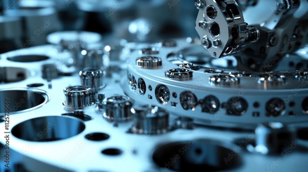 Aufkleber close up view of intricate metallic machine components