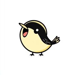Cute cartoon bird singing with open beak.