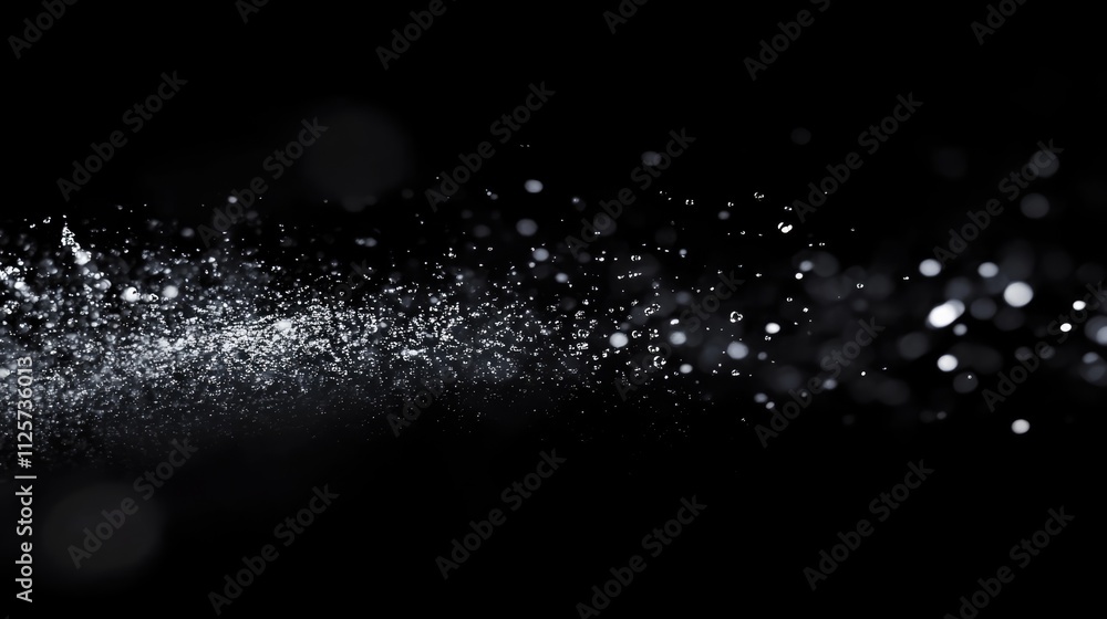 Aufkleber dynamic water splash effect in dark background with shimmering droplets creating a mesmerizing bokeh