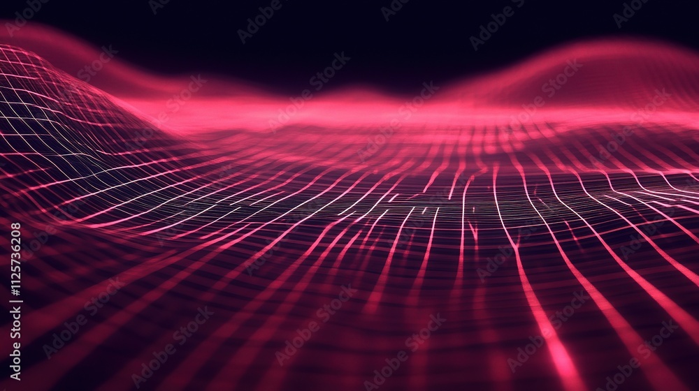 Poster vibrant digital data grid with glowing effects and dynamic lines