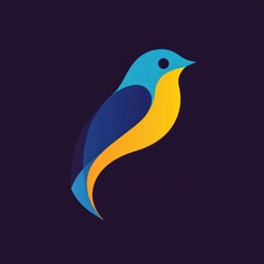 Obraz premium Abstract stylized bird illustration, blue and yellow gradient.