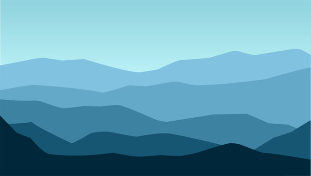 Landscape illustration of mountain ridge