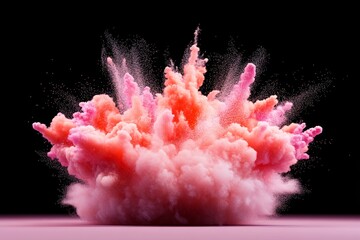 A vibrant 3D-rendered dynamic explosion of colorful particles in mid-air, frozen in a visually stunning burst